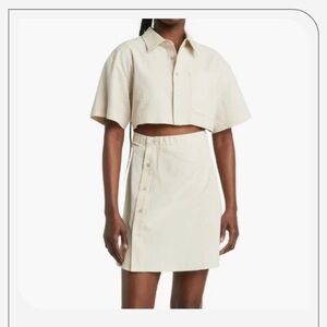 Moon River Beige Cropped Top and Skirt Set